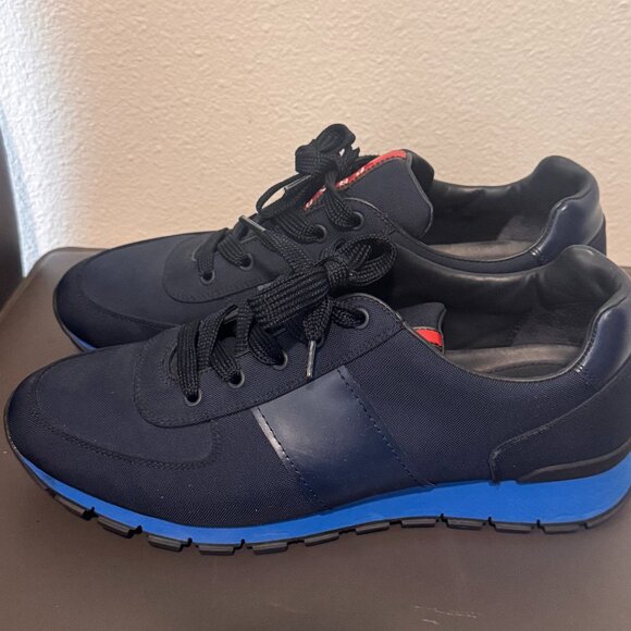 Prada Men's Canvas and Leather Runners - Picture 1 of 6